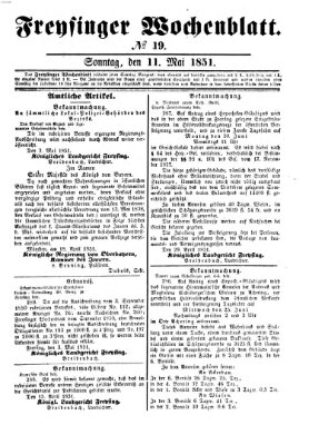 Freisinger Wochenblatt Sonntag 11. Mai 1851