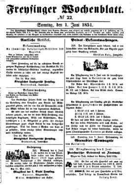 Freisinger Wochenblatt Sonntag 1. Juni 1851