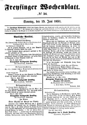 Freisinger Wochenblatt Sonntag 15. Juni 1851