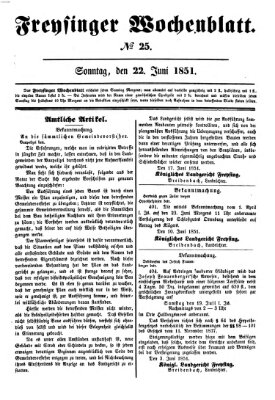 Freisinger Wochenblatt Sonntag 22. Juni 1851