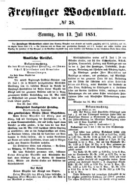 Freisinger Wochenblatt Sonntag 13. Juli 1851