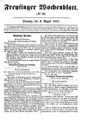 Freisinger Wochenblatt Sonntag 3. August 1851