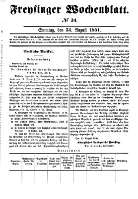 Freisinger Wochenblatt Sonntag 24. August 1851