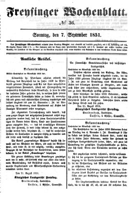 Freisinger Wochenblatt Sonntag 7. September 1851