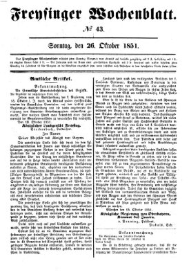 Freisinger Wochenblatt Sonntag 26. Oktober 1851