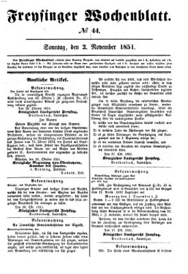 Freisinger Wochenblatt Sonntag 2. November 1851