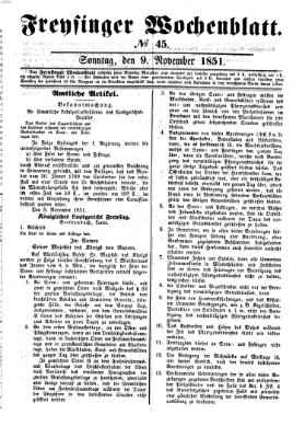 Freisinger Wochenblatt Sonntag 9. November 1851