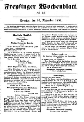 Freisinger Wochenblatt Sonntag 16. November 1851