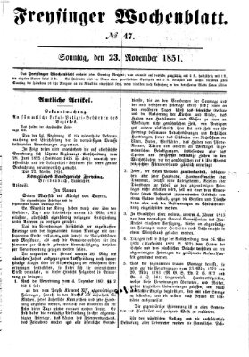 Freisinger Wochenblatt Sonntag 23. November 1851