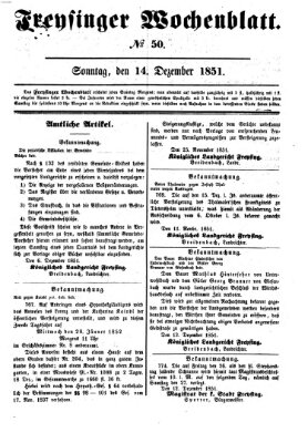 Freisinger Wochenblatt Sonntag 14. Dezember 1851