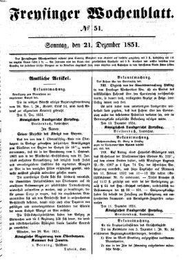 Freisinger Wochenblatt Sonntag 21. Dezember 1851