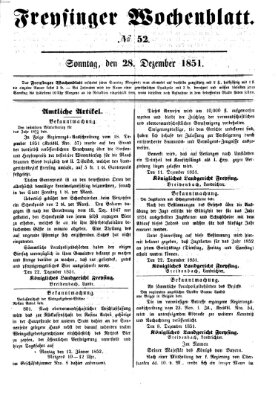 Freisinger Wochenblatt Sonntag 28. Dezember 1851