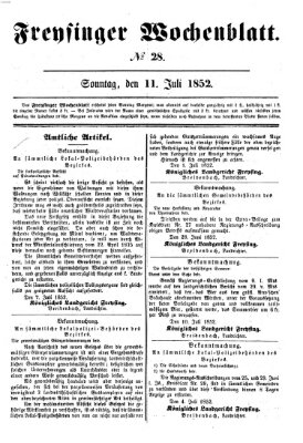 Freisinger Wochenblatt Sonntag 11. Juli 1852