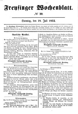 Freisinger Wochenblatt Sonntag 18. Juli 1852