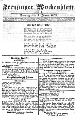 Freisinger Wochenblatt Sonntag 2. Januar 1853