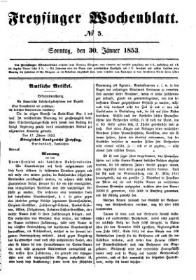 Freisinger Wochenblatt Sonntag 30. Januar 1853