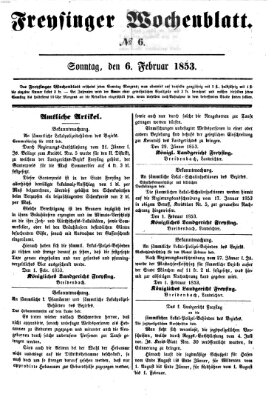 Freisinger Wochenblatt Sonntag 6. Februar 1853