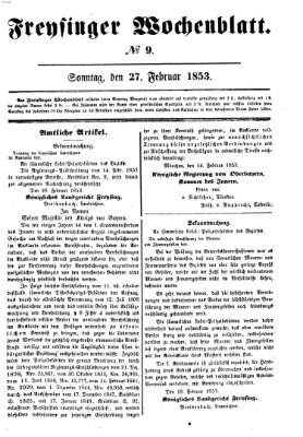 Freisinger Wochenblatt Sonntag 27. Februar 1853