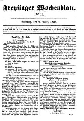 Freisinger Wochenblatt Mittwoch 16. März 1853