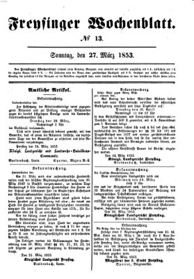 Freisinger Wochenblatt Sonntag 27. März 1853