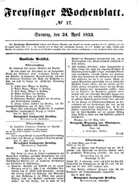 Freisinger Wochenblatt Sonntag 24. April 1853