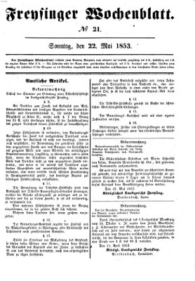 Freisinger Wochenblatt Sonntag 22. Mai 1853