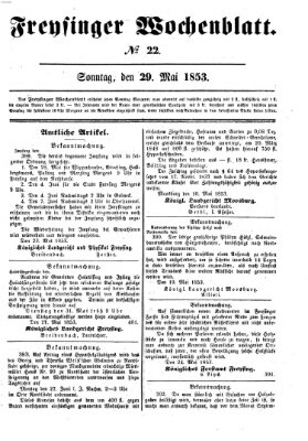 Freisinger Wochenblatt Sonntag 29. Mai 1853