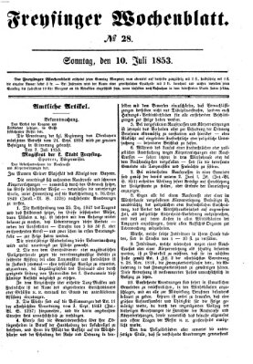 Freisinger Wochenblatt Sonntag 10. Juli 1853