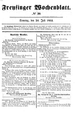 Freisinger Wochenblatt Sonntag 24. Juli 1853