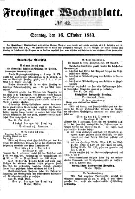 Freisinger Wochenblatt Sonntag 16. Oktober 1853