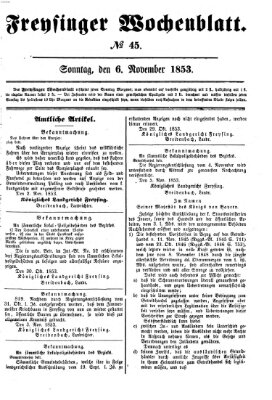 Freisinger Wochenblatt Sonntag 6. November 1853