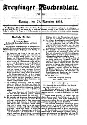 Freisinger Wochenblatt Sonntag 27. November 1853