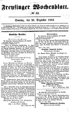 Freisinger Wochenblatt Sonntag 25. Dezember 1853