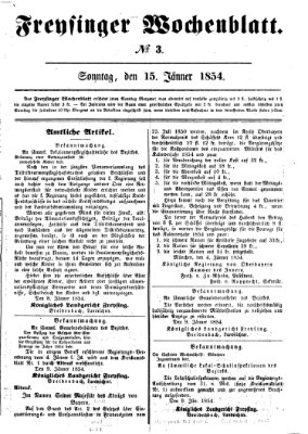 Freisinger Wochenblatt Sonntag 15. Januar 1854