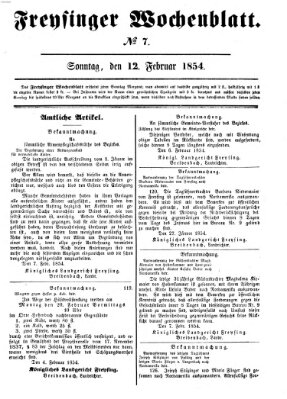 Freisinger Wochenblatt Sonntag 12. Februar 1854