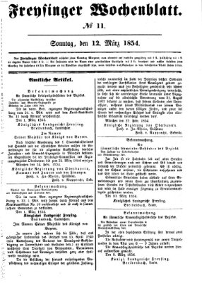 Freisinger Wochenblatt Sonntag 12. März 1854