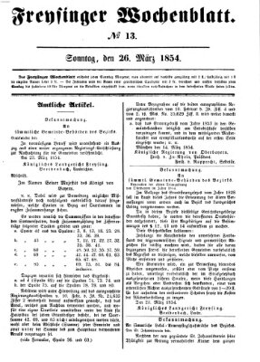 Freisinger Wochenblatt Sonntag 26. März 1854