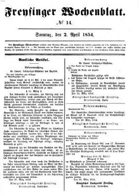 Freisinger Wochenblatt Sonntag 2. April 1854