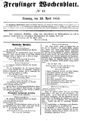 Freisinger Wochenblatt Sonntag 23. April 1854