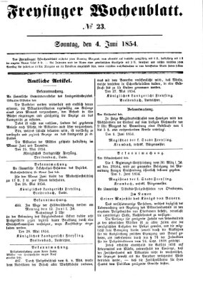 Freisinger Wochenblatt Sonntag 4. Juni 1854