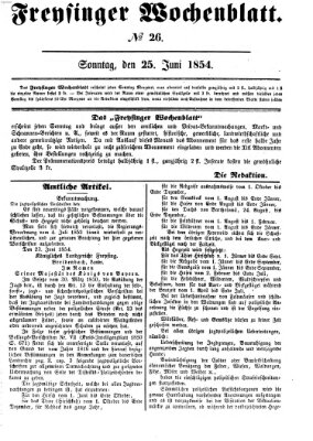 Freisinger Wochenblatt Sonntag 25. Juni 1854