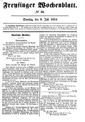 Freisinger Wochenblatt Sonntag 9. Juli 1854