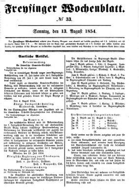 Freisinger Wochenblatt Sonntag 13. August 1854