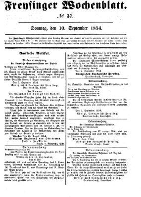 Freisinger Wochenblatt Sonntag 10. September 1854