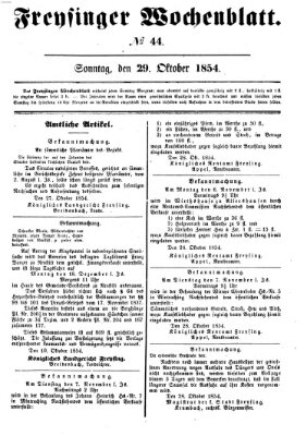 Freisinger Wochenblatt Sonntag 29. Oktober 1854