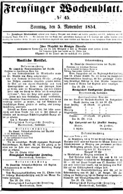 Freisinger Wochenblatt Sonntag 5. November 1854