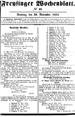 Freisinger Wochenblatt Sonntag 26. November 1854