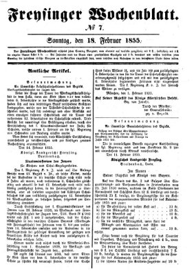 Freisinger Wochenblatt Sonntag 18. Februar 1855