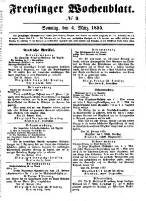 Freisinger Wochenblatt Sonntag 4. März 1855