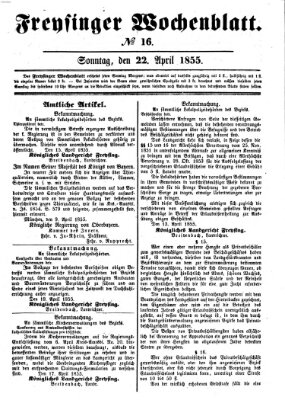 Freisinger Wochenblatt Sonntag 22. April 1855